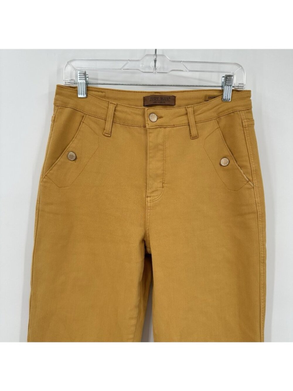 JUDY BLUE garment dyed gold wide leg jeans 9 29 cropped casual denim boho - Picture 3 of 11